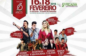 Tangará vai comemorar 70 anos com feira e shows nacionais