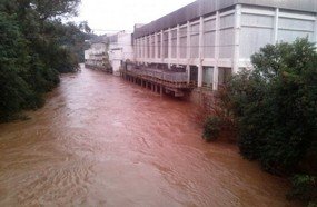 Rio do Peixe transbordou em Videira