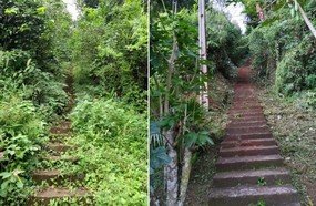 Após reclamação, Prefeitura promove limpeza de escadaria