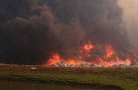 Incêndio florestal atinge fábrica de reciclagem em Catanduvas