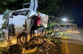 Colisão de carreta em árvores mata uma pessoa e deixa duas feridas 