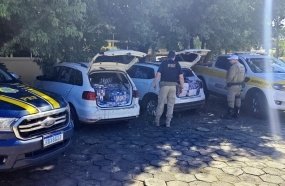 Três veículos são apreendidos com cigarros e bebidas na BR-282 