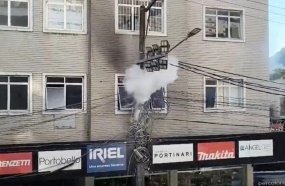 Após incidente em poste, Prefeitura de Joaçaba cobra organização de cabeamentos 