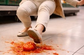 Mulher será indenizada após sofrer queda ao escorregar em tomate dentro de supermercado