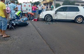 Motociclista ferido em acidente no centro de Erval Velho