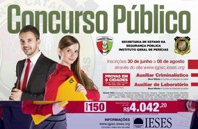 Inscrições para o Concurso Público do IGP terminam no dia 8 de agosto