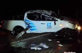 Motorista perde controle e capota caminhonete em Vargem Bonita
